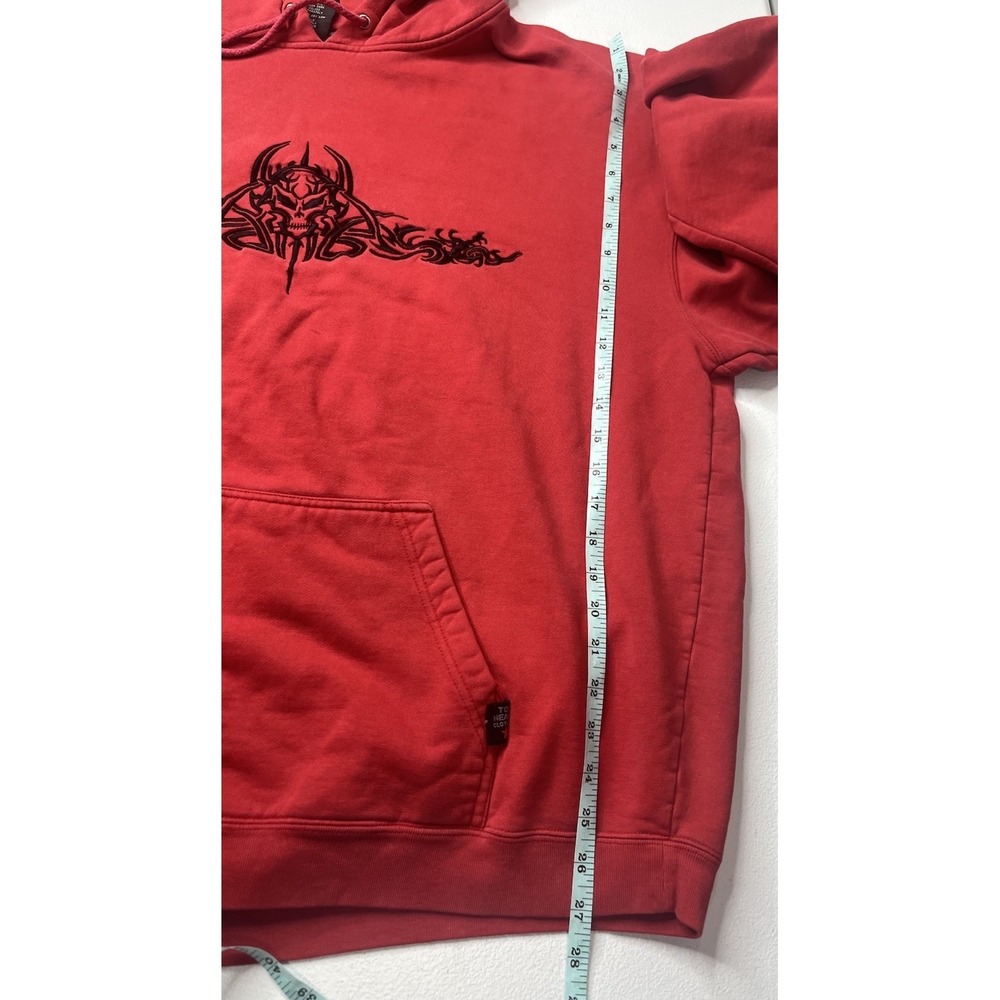Vtg Top Heavy Hoodie Y2K Skull Red Black Size XL Skater Pullover *Read - Picture 5 of 11